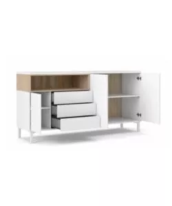 Mobile buffet bianco 3 ante e 3 cassetti, 176x90x48 cm